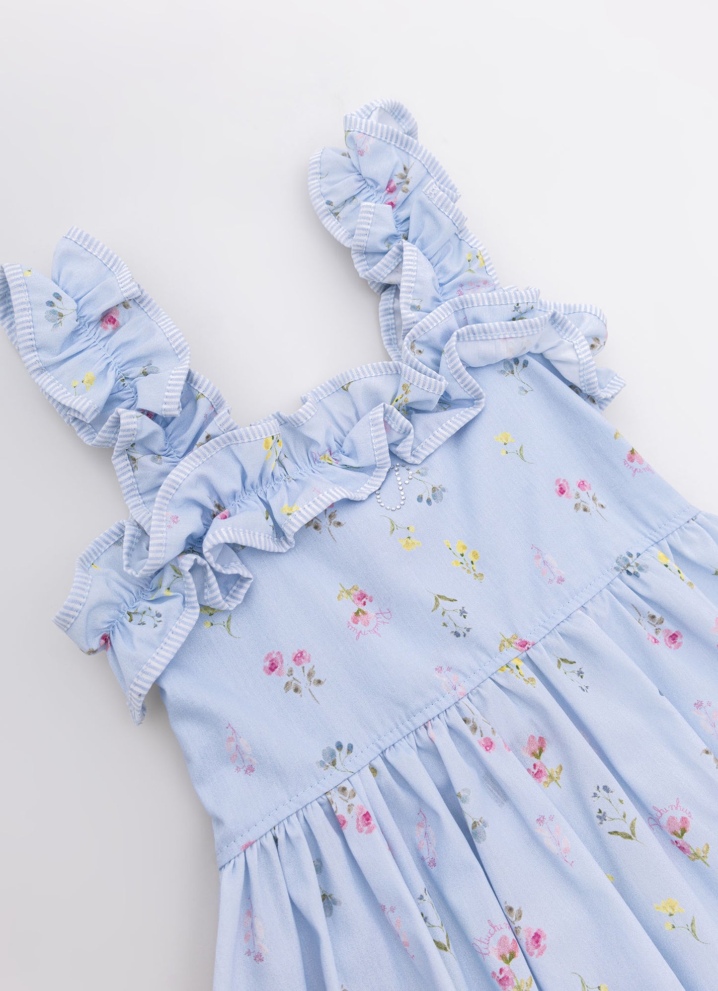 Vestido Algodão Estampado Floral Azul