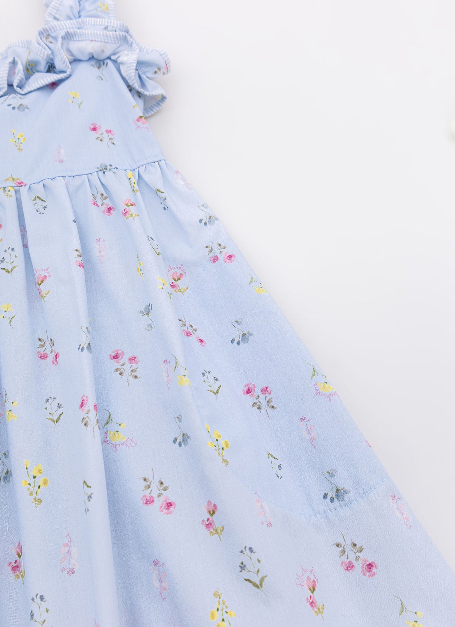 Vestido Algodão Estampado Floral Azul