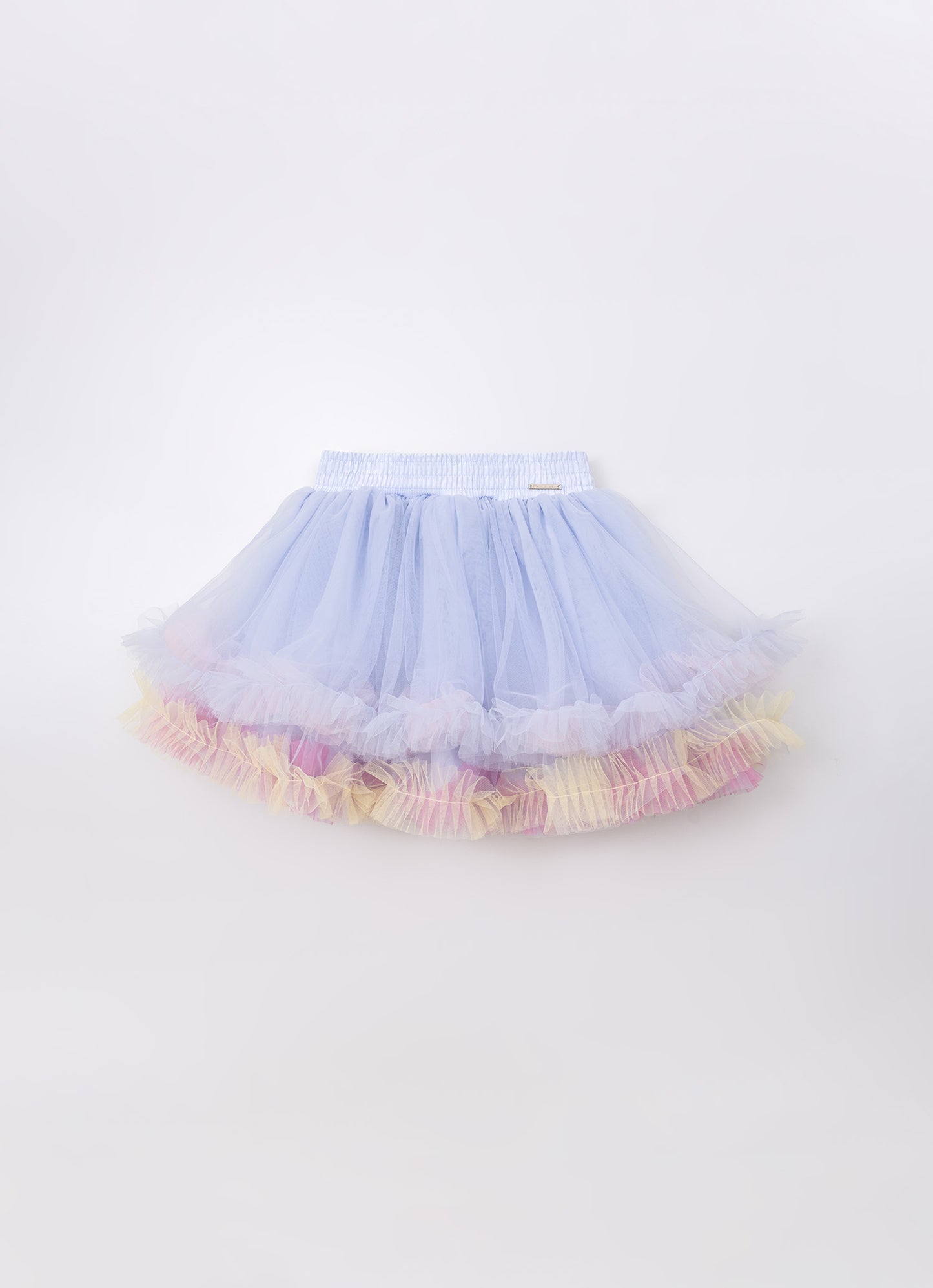 Saia Short Tule Babado Frufru Multicolor