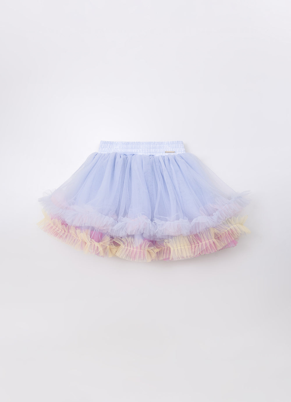 Saia Short Tule Babado Frufru Multicolor
