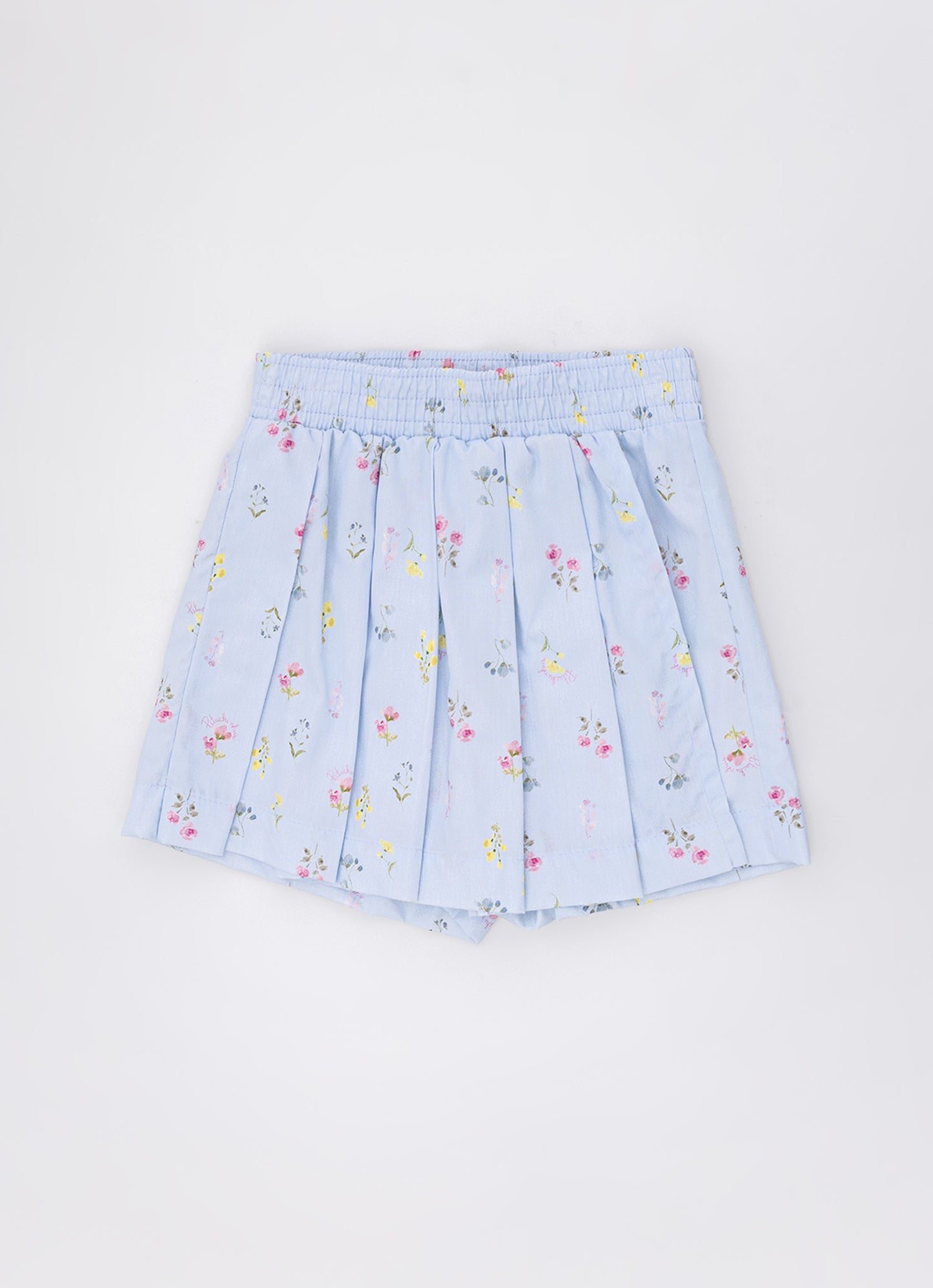 Saia Short Algodão Estampa Floral Pregas