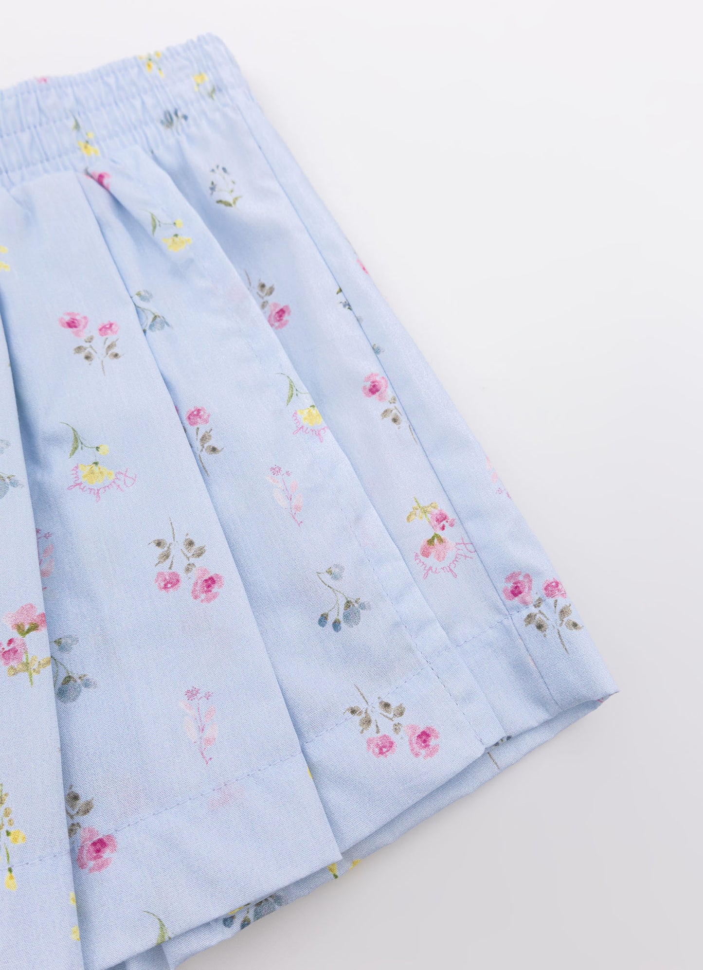 Saia Short Algodão Estampa Floral Pregas