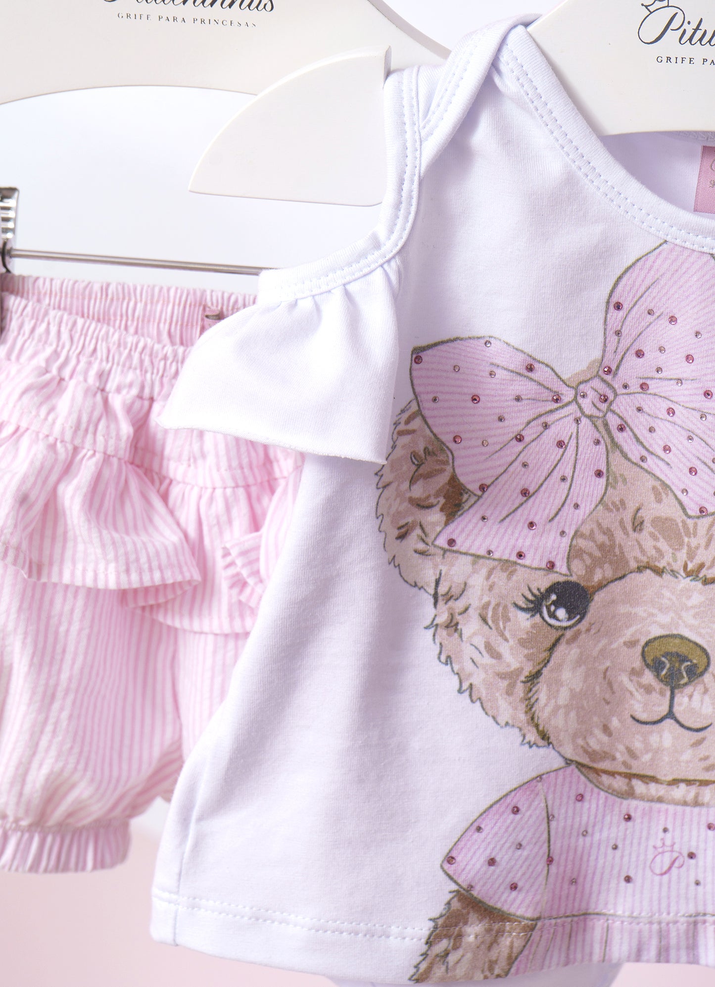 Conjunto Blusa Cotton e Short Listrado