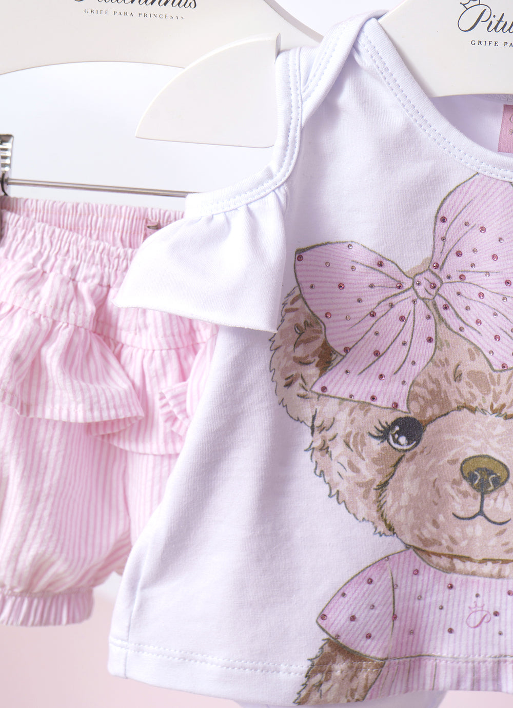 Conjunto Blusa Cotton e Short Listrado