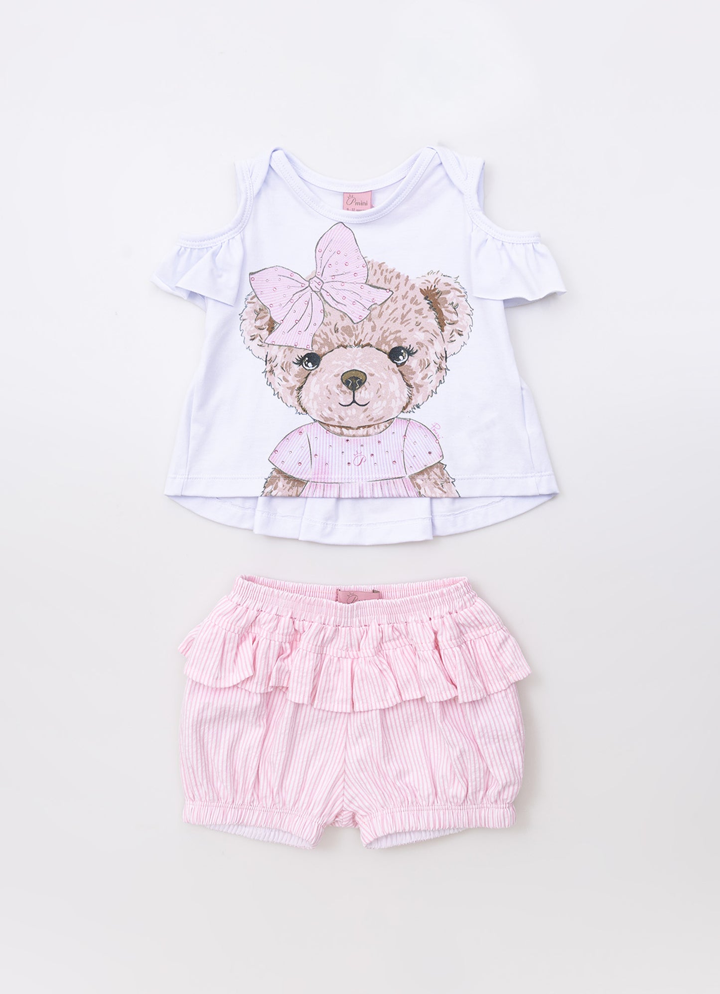 Conjunto Blusa Cotton e Short Listrado