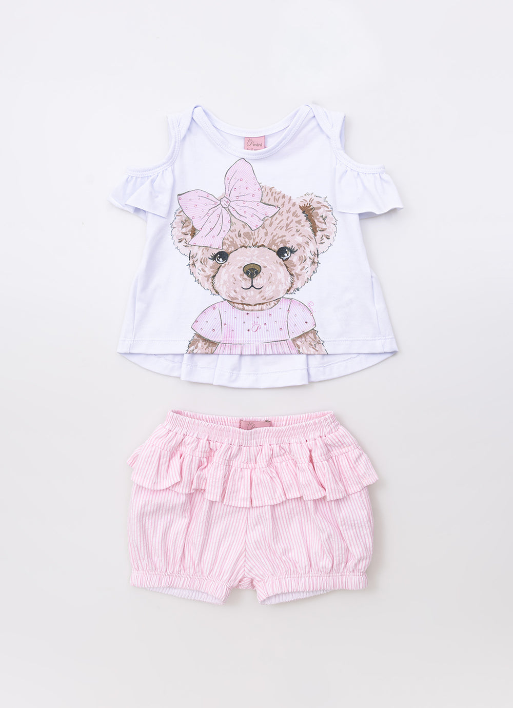 Conjunto Blusa Cotton e Short Listrado