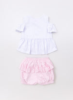 Conjunto Blusa Cotton e Short Listrado