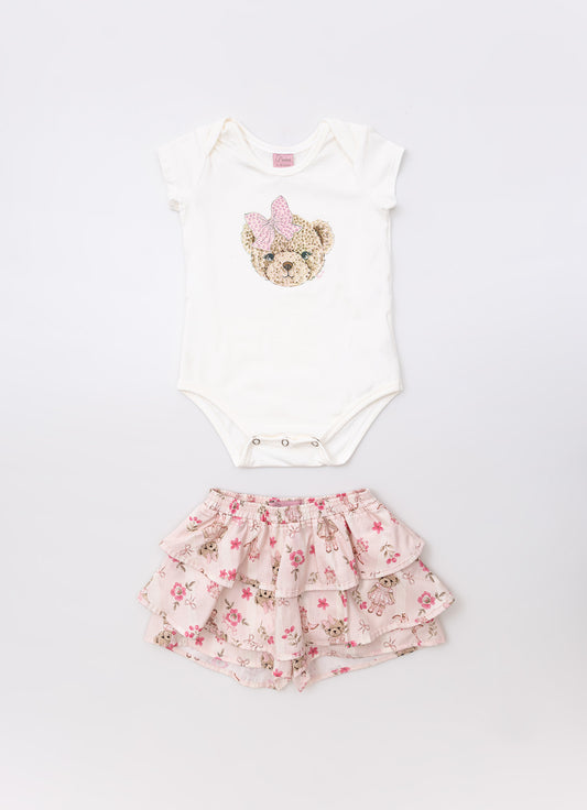 Conjunto Body Cotton e Short Babados Conjunto Body Cotton e Short Babados