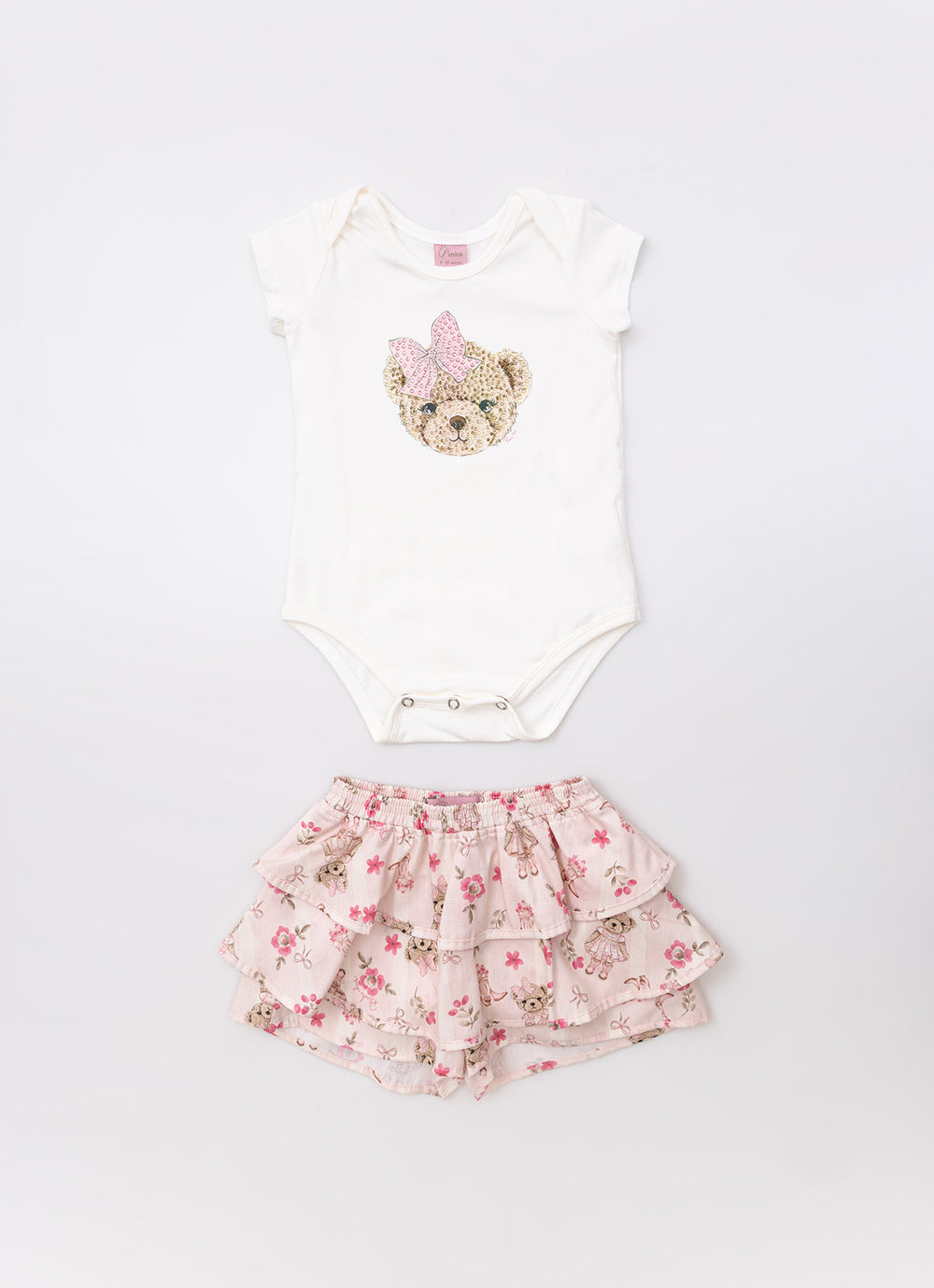 Conjunto Body Cotton e Short Babados