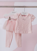 Conjunto Blusa Cotton Cristais e Legging Saia Tule
