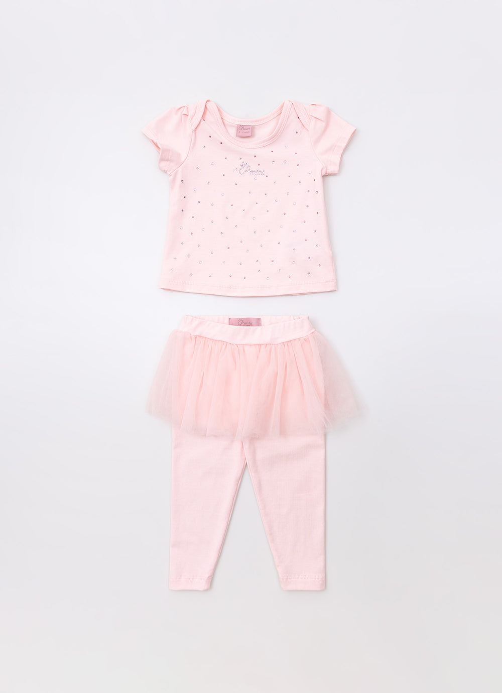 Conjunto Blusa Cotton Cristais e Legging Saia Tule