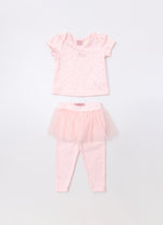 Conjunto Blusa Cotton Cristais e Legging Saia Tule