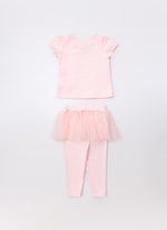 Conjunto Blusa Cotton Cristais e Legging Saia Tule