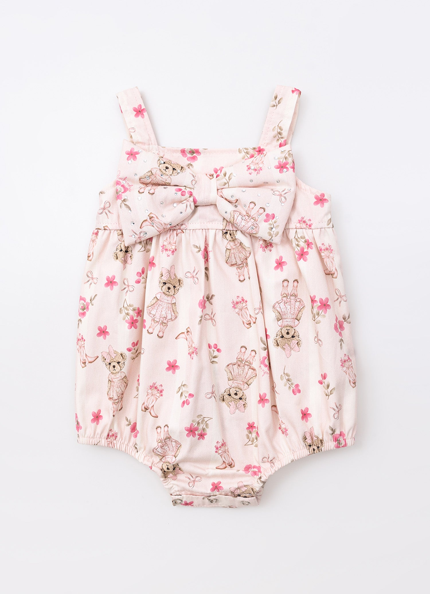 Macacão Algodão Listra Maxi Laço Puffer
