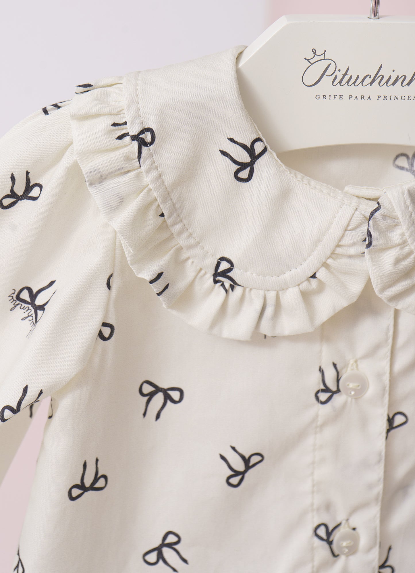 Camisa Algodão Estampada Gola Babadinho