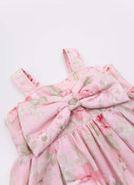 Vestido Algodao Floral Maxi Laço Puffer