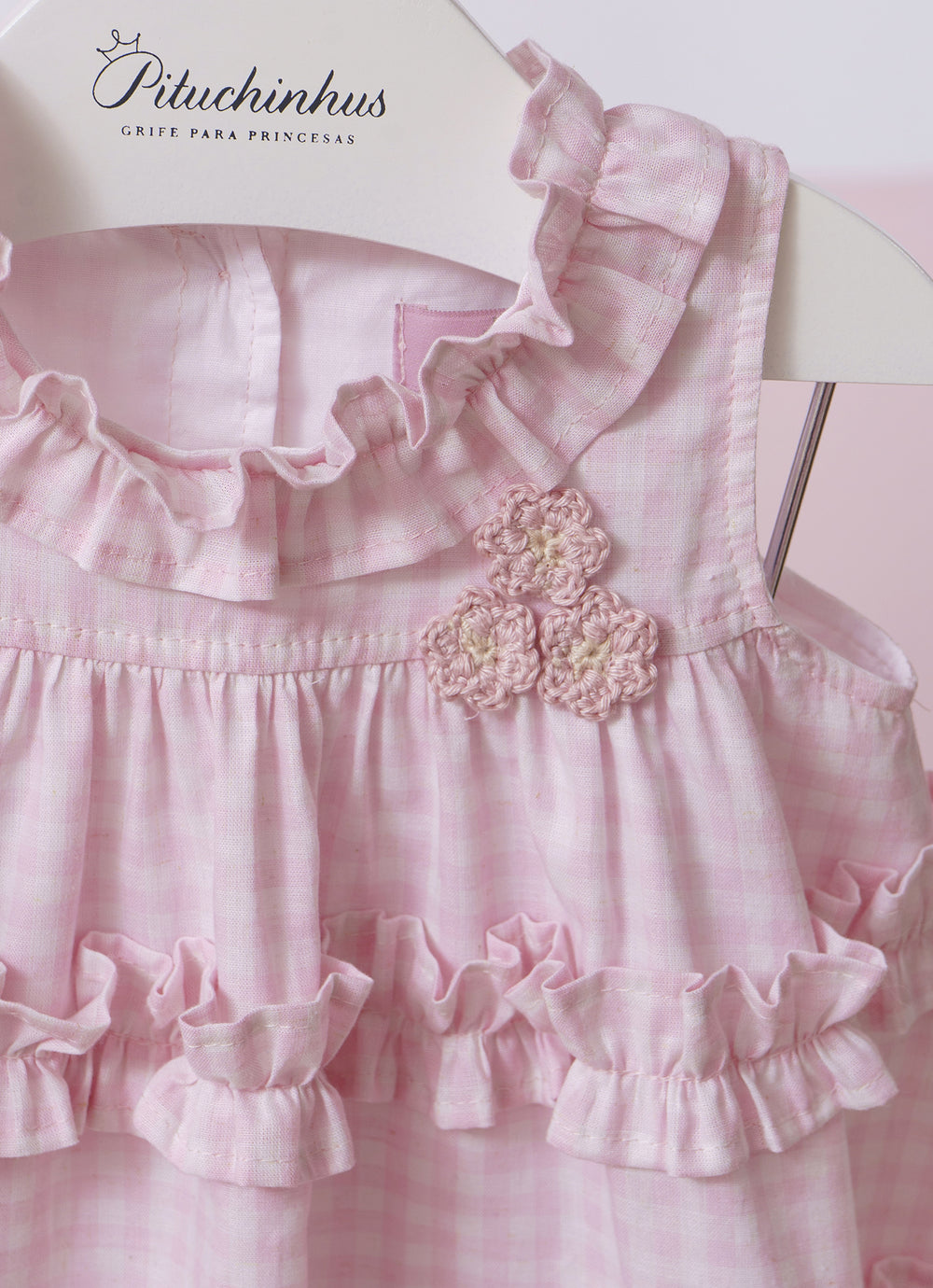 Vestido Algodão Xadrez Frufru