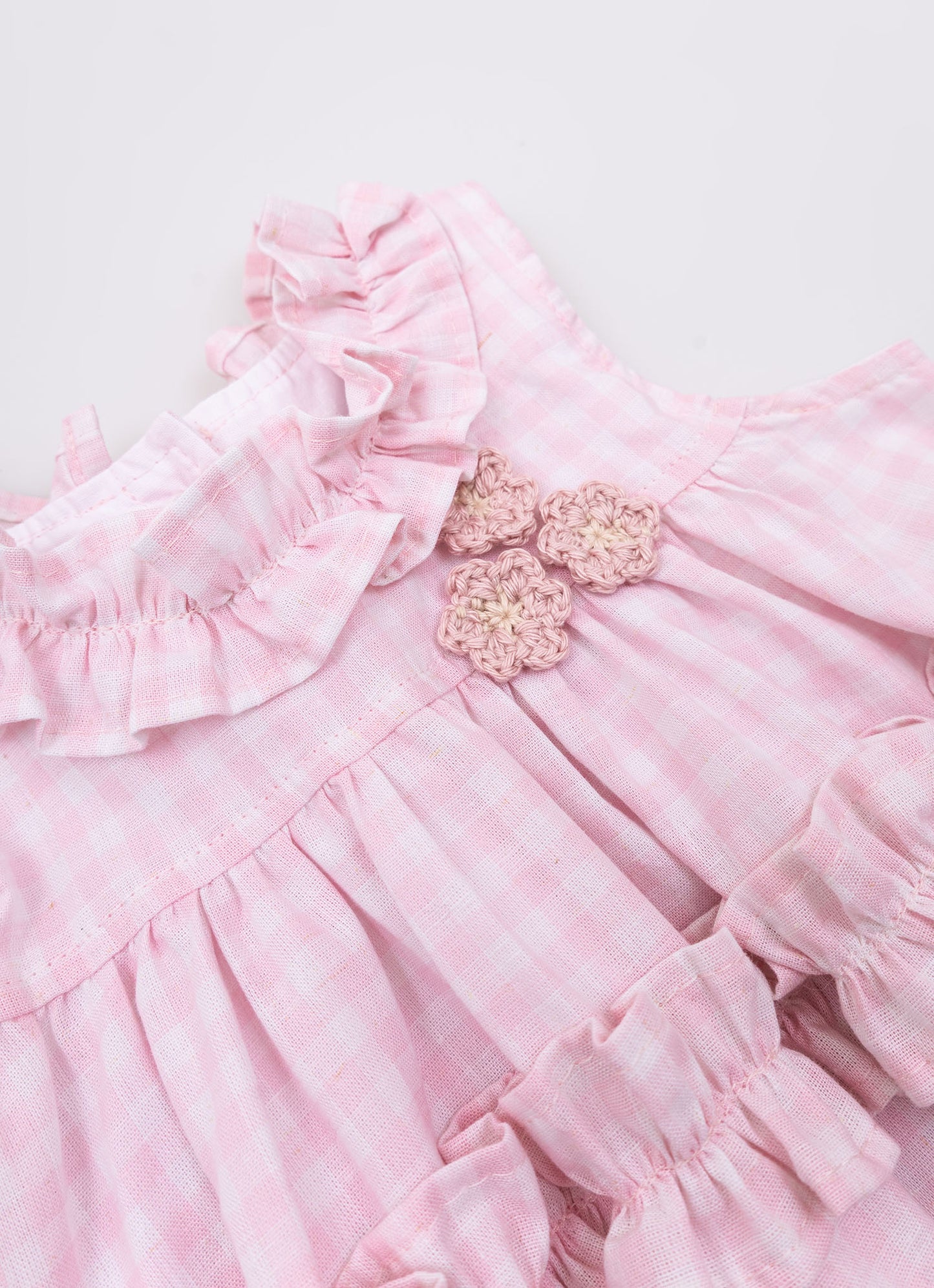 Vestido Algodão Xadrez Frufru