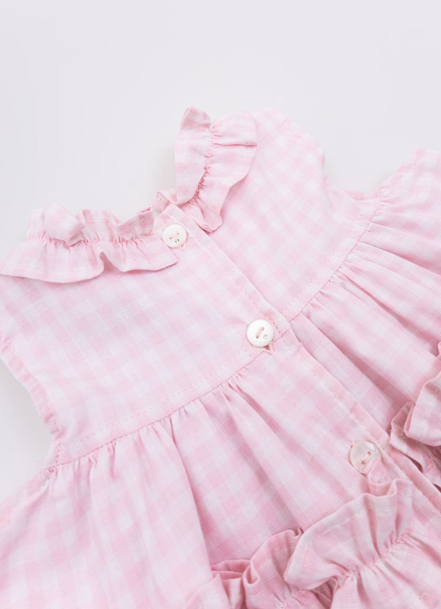 Vestido Algodão Xadrez Frufru