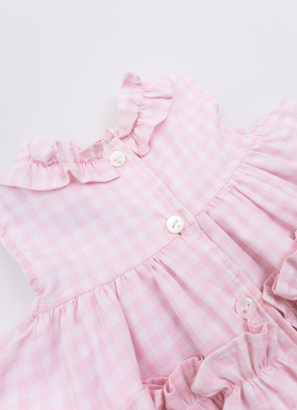 Vestido Algodão Xadrez Frufru