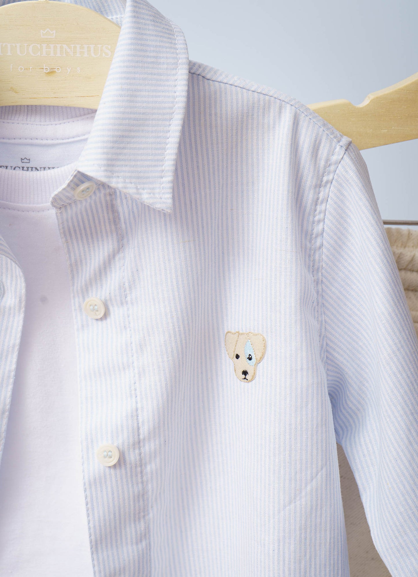 Camisa Algodão e Linho Listrada For Boys