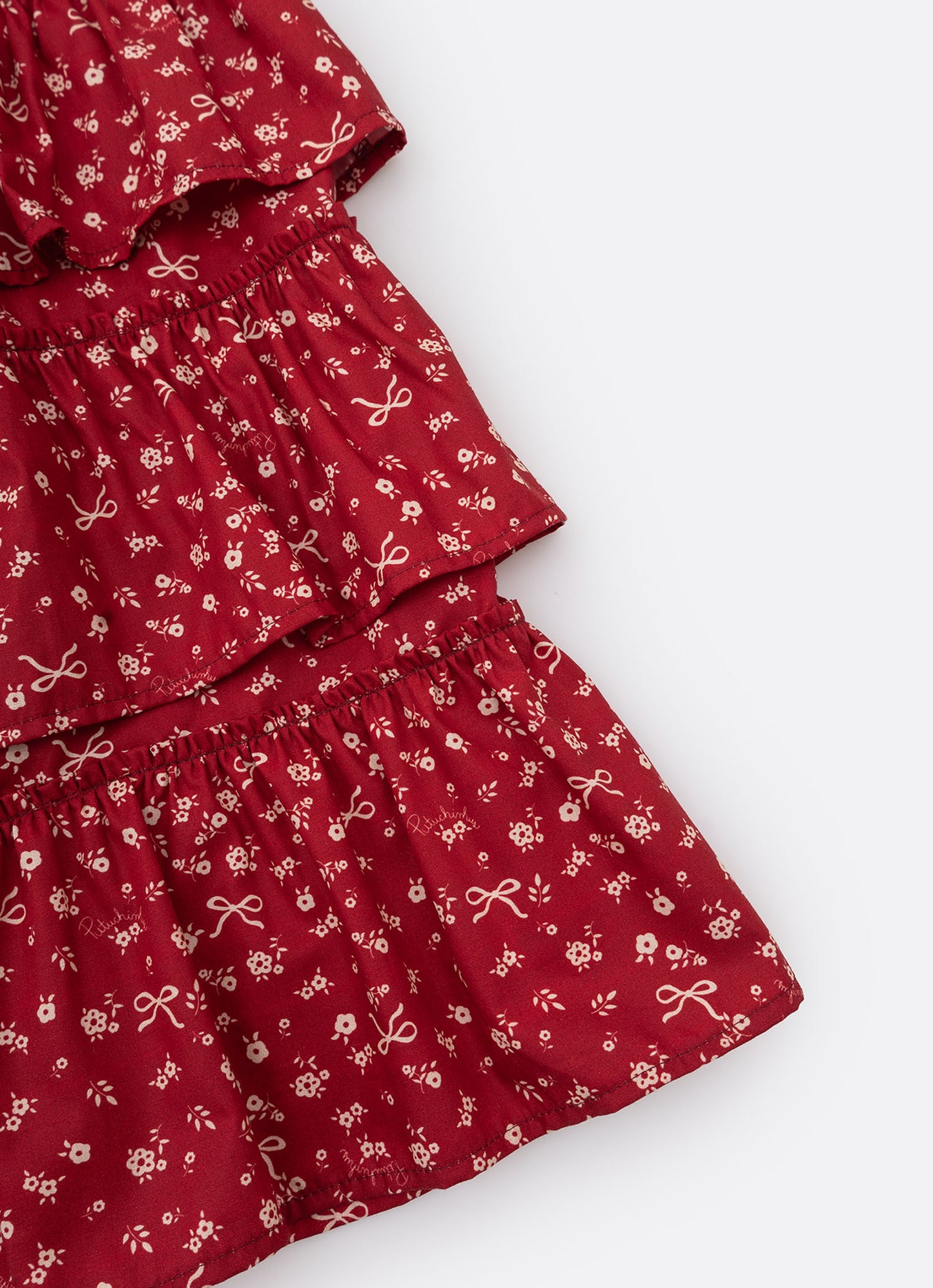 Vestido Algodão Mini Floral Babados