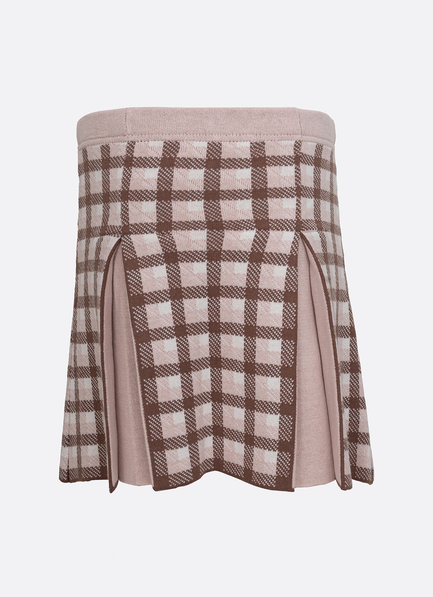 Saia Short Tricot Xadrez Pregas