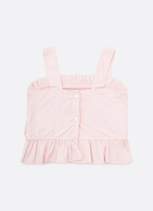 Blusa Cropped Alça Algodão Babado Laço Bordado Blusa Cropped Alça Algodão Babado Laço Bordado
