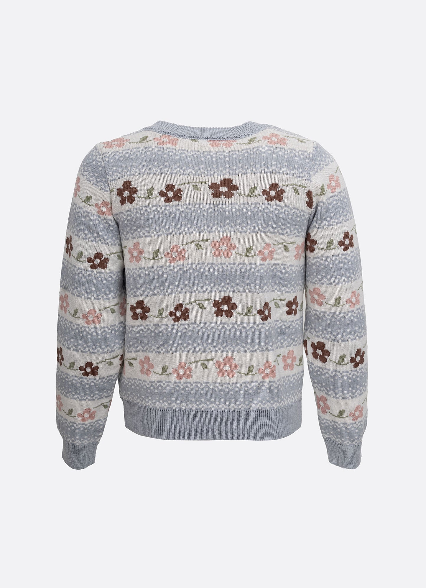 Casaco Tricot Listrado Multi Flores