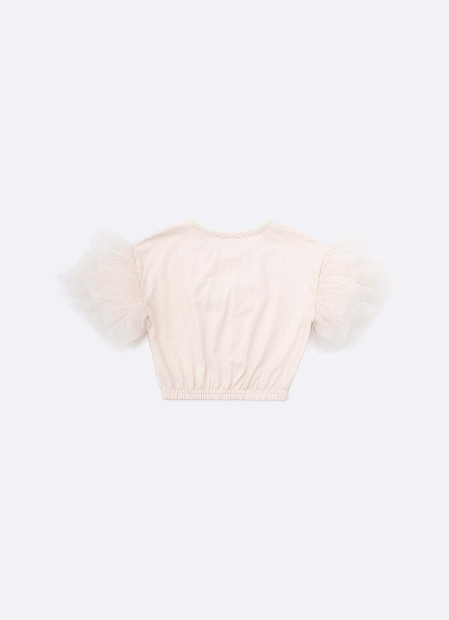 Blusa Cotton Manga Tule Laço Bordado