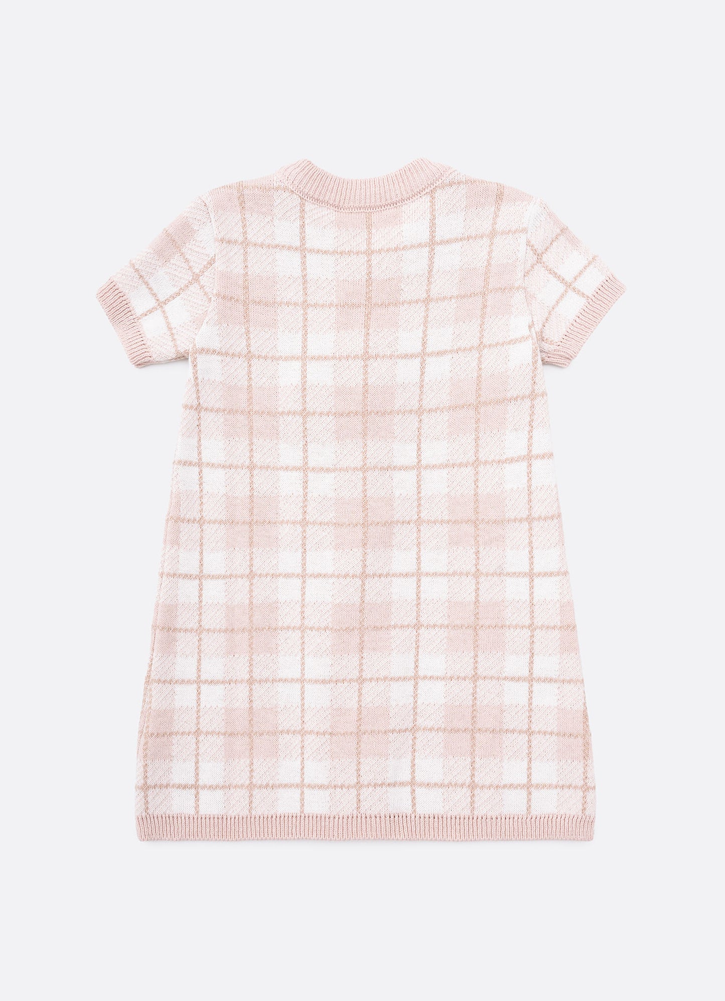 Vestido Tricot Xadrez Prega Laço Mini