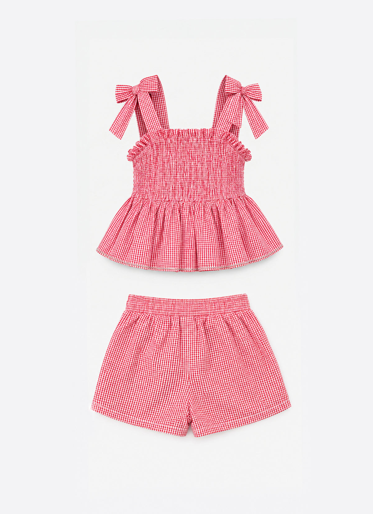 Conjunto Blusa e Short Tricoline Xadrez Natal