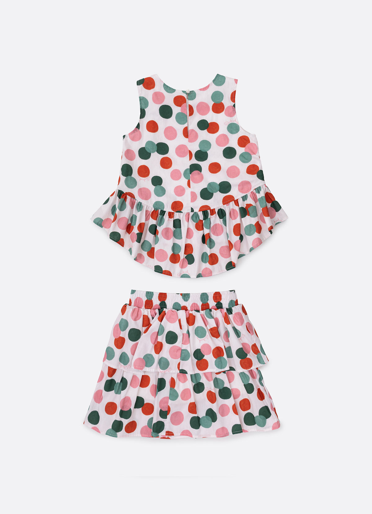 Conjunto Blusa e Saia Algodão Poá Natal