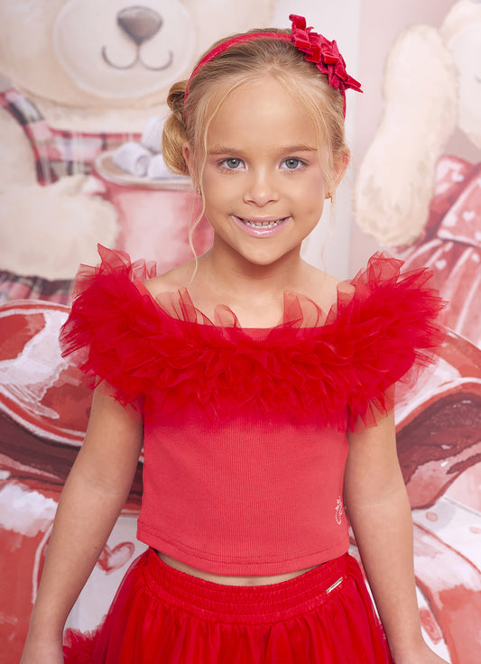 Conjunto Blusa Ribana e Saia Tule Natal Conjunto Blusa Ribana e Saia Tule Natal