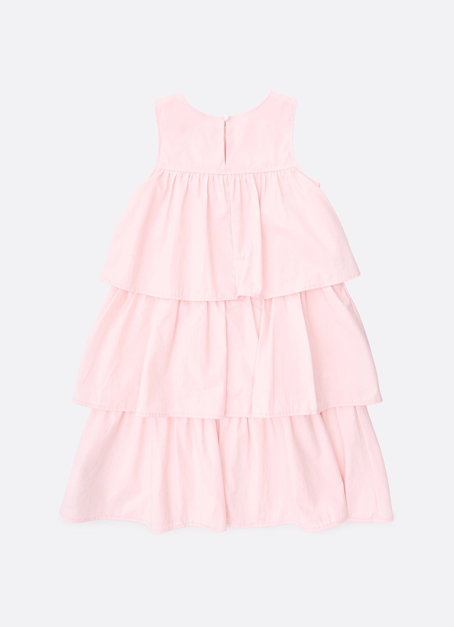 Vestido Tricoline Babados Laço Bordado