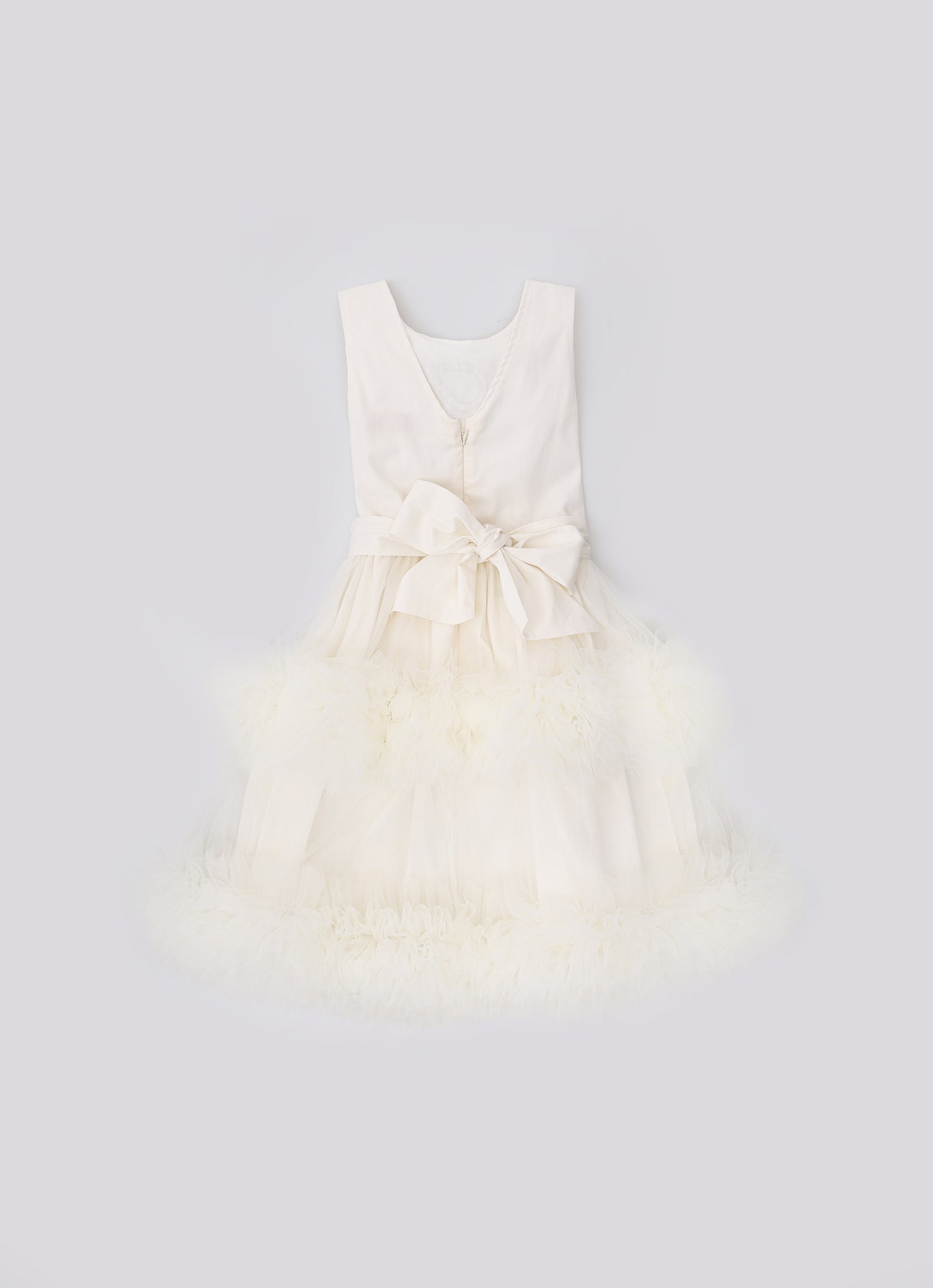 Vestido Festa Saia Tule Frufru Laço Bordado