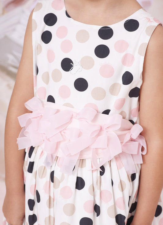 Vestido Midi Estampa Poá Colorido Cinto Multi Laços Vestido Midi Estampa Poá Colorido Cinto Multi Laços