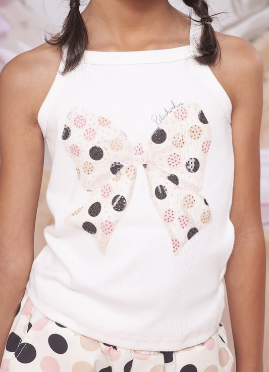 Blusa Ribana Alça Poá Cristais Blusa Ribana Alça Poá Cristais