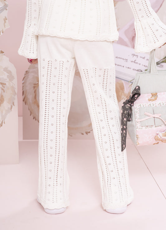 Calça Reta Tricot Ponto Renda Calça Reta Tricot Ponto Renda
