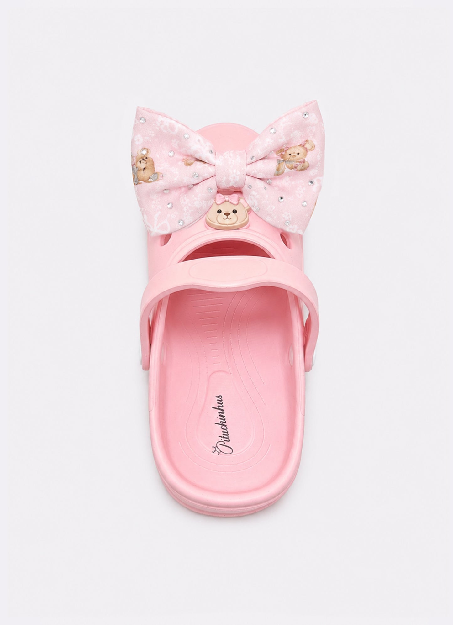 Sandália Clogs Laço Puffer Ursinha