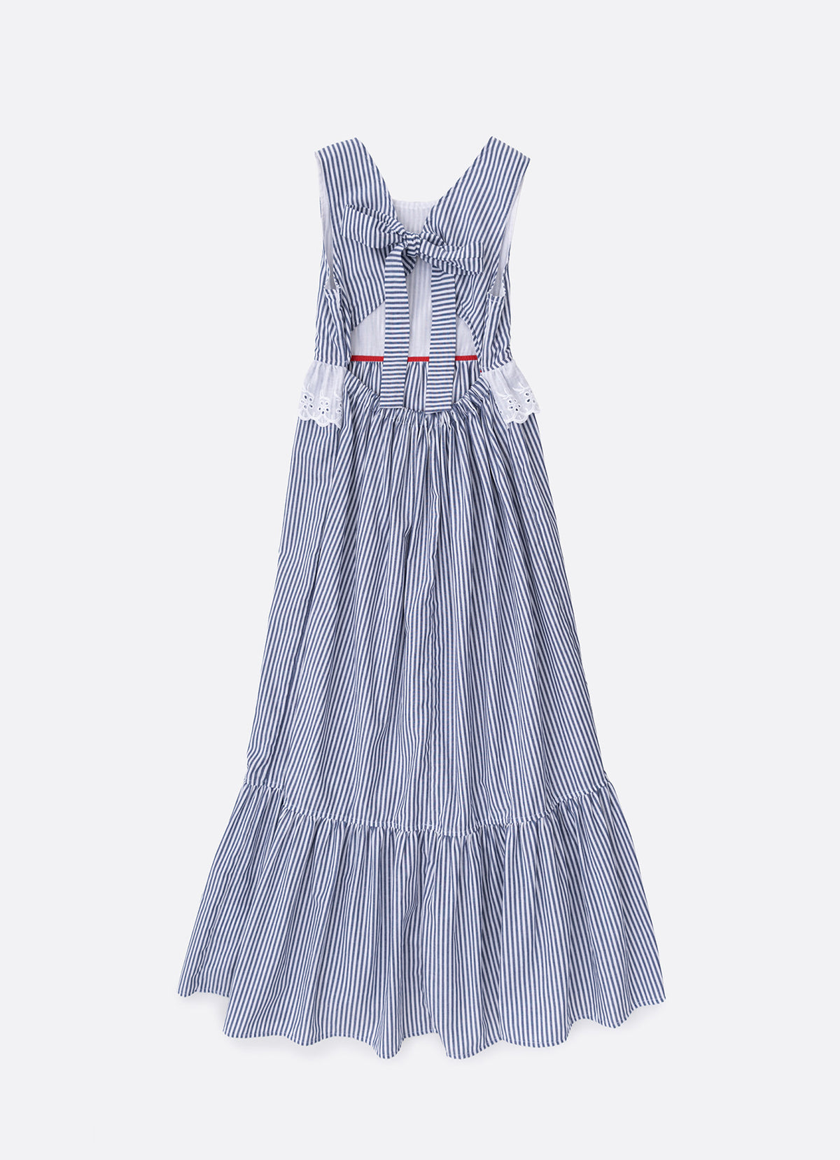 Vestido Longo Algodão Listrado Broderi