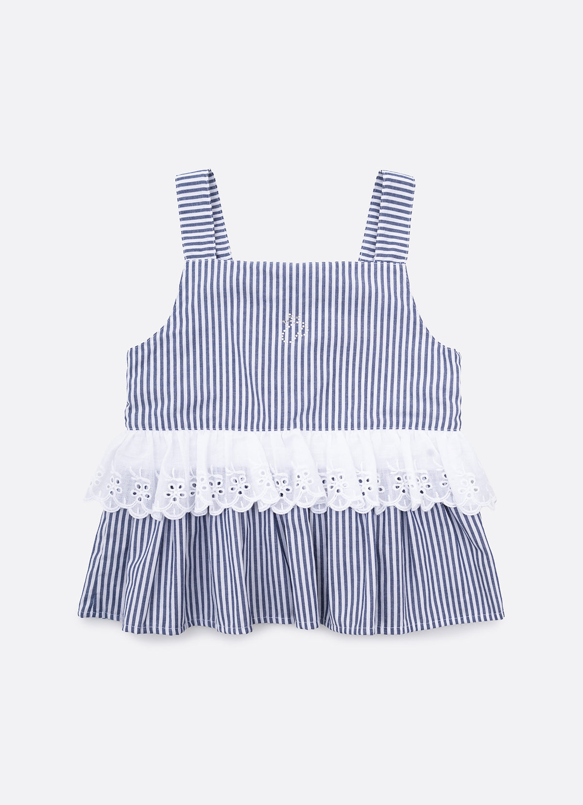 Blusa Algodão Listrada Broderi