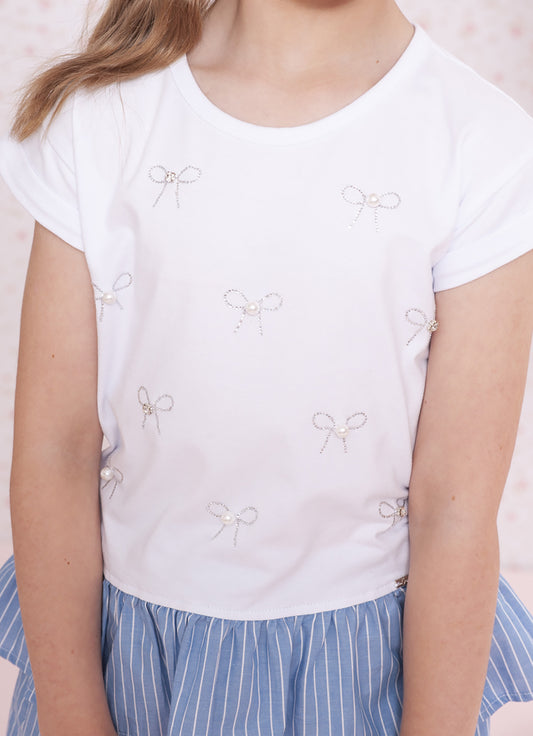 Blusa Cotton Babado AlgodãoListrado Blusa Cotton Babado AlgodãoListrado