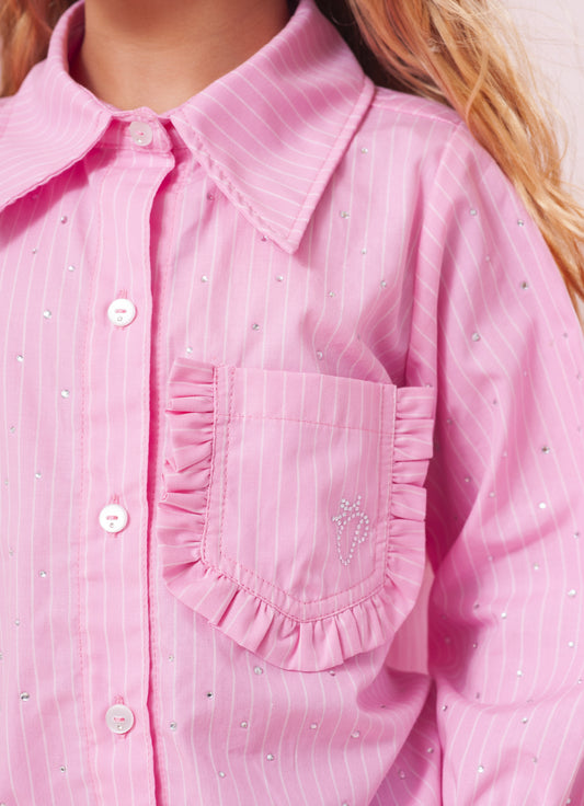 Camisa Algodão Listrada Babadinhos Camisa Algodão Listrada Babadinhos