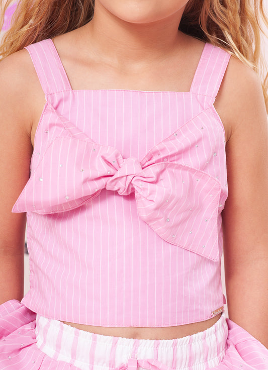 Blusa Cropped Algodão Listrado Blusa Cropped Algodão Listrado
