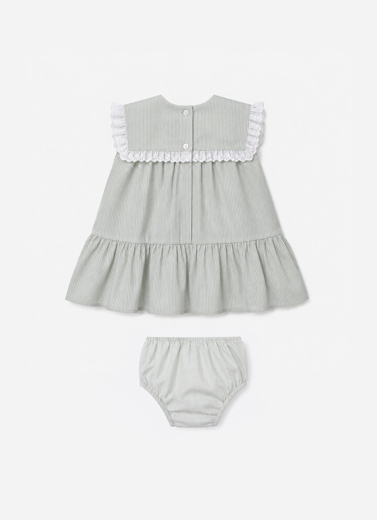 Vestido Algodão Listrado Gola Laço Pmini
