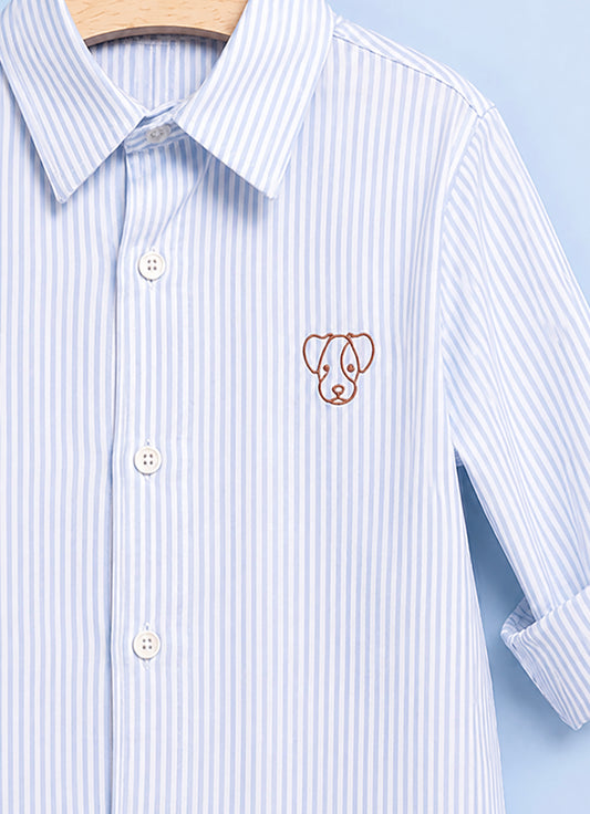 Camisa Algodão e Linho Listrado For Boys Camisa Algodão e Linho Listrado For Boys