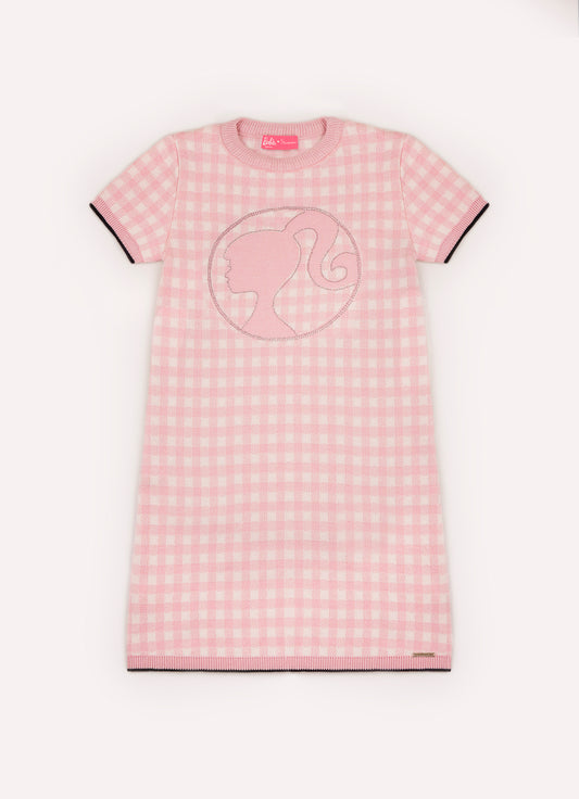 Vestido Tricot Xadrez Silhoutte Barbie Cristal Vestido Tricot Xadrez Silhoutte Barbie Cristal