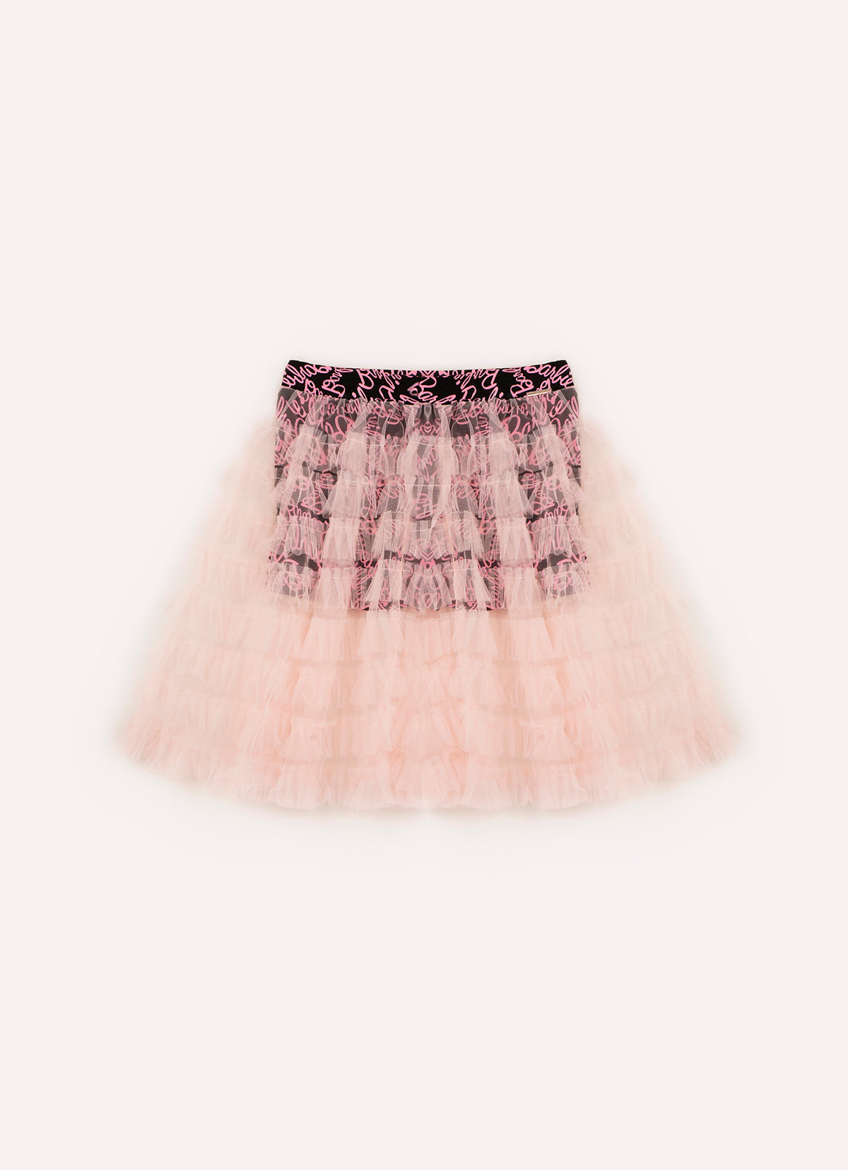 Saia Babados Tule Short Light Estampa Barbie X Pituchinhus