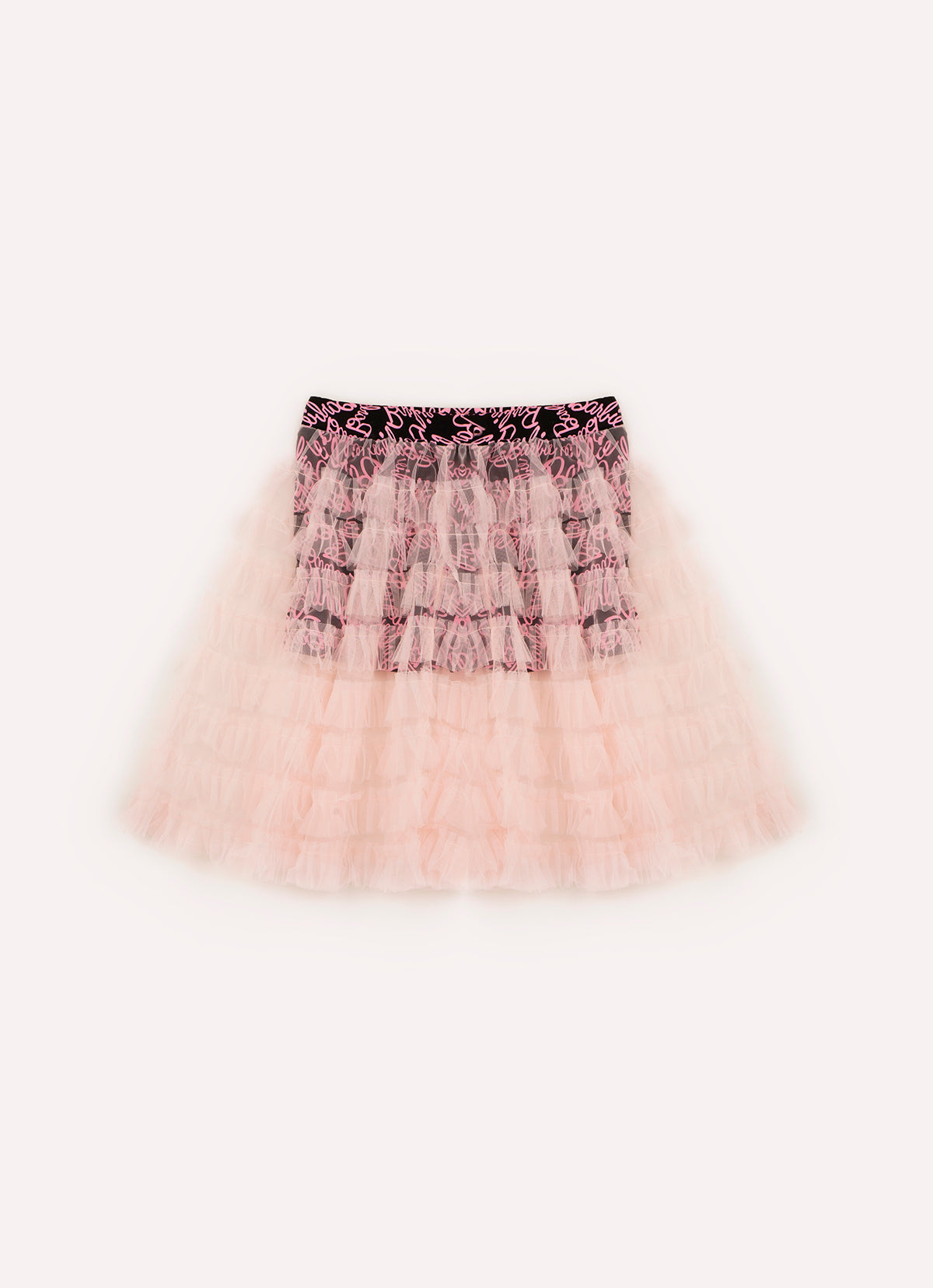 Saia Babados Tule Short Light Estampa Barbie X Pituchinhus